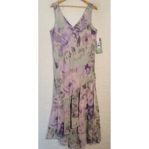 R & M Collection Sleeveless Dress Size 16 Floral Vintage USA NEW Lined Maxi 1373